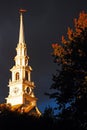 Stormy skies begin to clear over a churchÃ¢â¬â¢s steeple Royalty Free Stock Photo